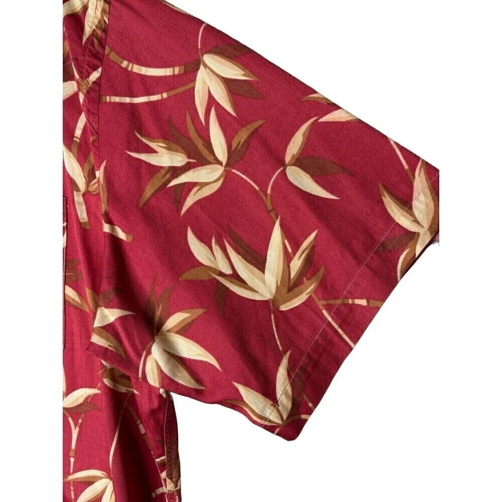 Vtg Ralph Lauren Polo Shirt Men's Bamboo Allover Red Short Sleeve Cotton Sz L